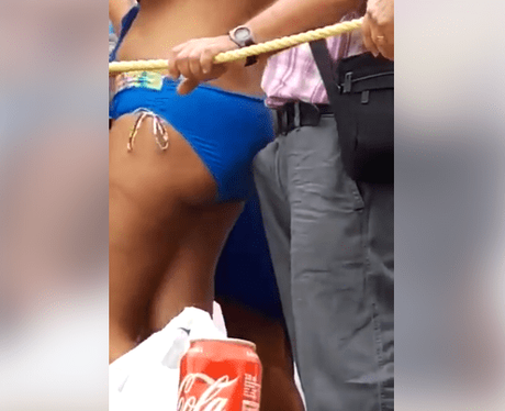 Man Stands Close To Pretty Lady In Panties, See What Happened To Him (Photos/Video)