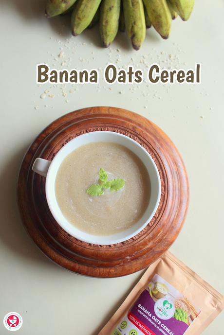 Get the benefits of two high fiber, high calorie and nutrient rich foods in one dish - Banana Oats Cereal for Babies! Perfect for babies over six months.
