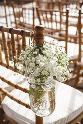 wedding chair decorations tender flower in jars Amelia Dan