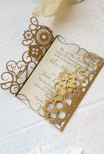 steampunk wedding decorations gold invitations ShimmeringCeremony