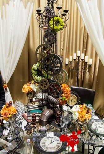 steampunk wedding decorations metal centerpiece enrapturedevents
