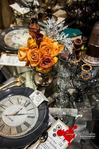 steampunk wedding decorations clock table decor enrapturedevents