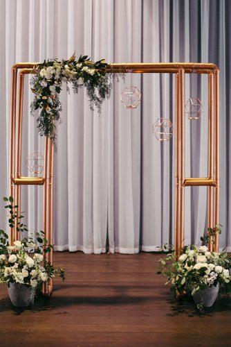 steampunk wedding decorations metal arch Duuet Photography