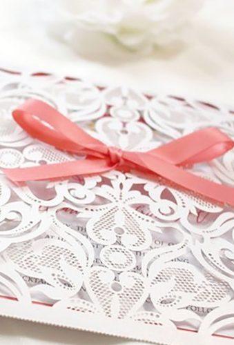 coral wedding decorations lace invitation PinkOrchidInvites