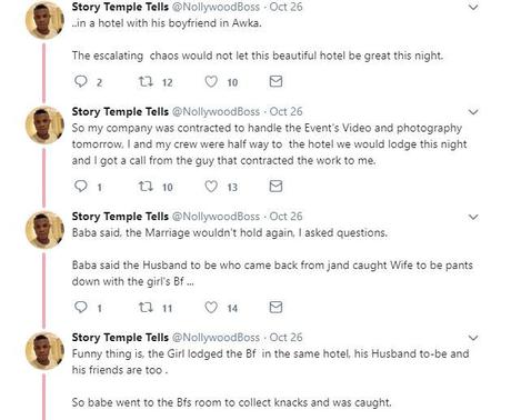 Lady Set to Wed in Few Hours, Caught Giving Head to her Ex Boyfriend at The Same Hotel in Akwa