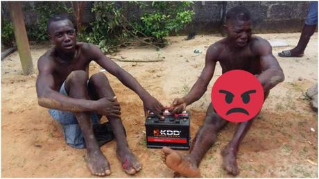 Two Young Boys Stripped Nqked, Heavily Beaten for Stealing Car Batteries in Delta state (Photos)