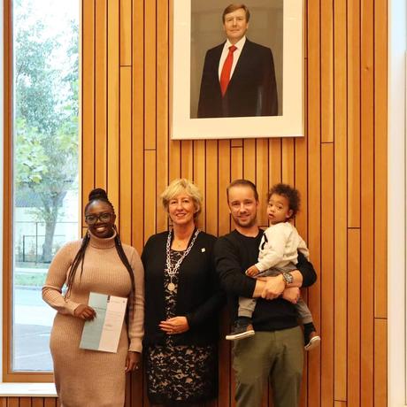 Wendy Kimani with her husband Marvin Onderwater and son when she acquired her Dutch citizenship 