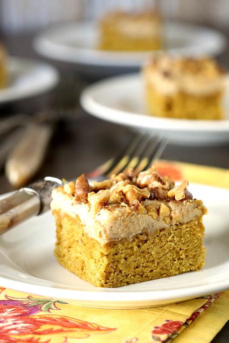 Pumpkin Bars with Maple Frosting and Toasted Walnuts