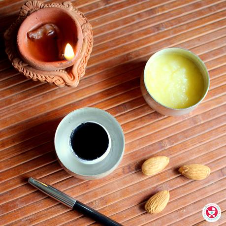 Brighten your eyes and nourish them at the same time with this homemade kajal recipe! Full of the goodness of almonds and sandalwood!