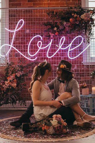 wedding trends 2019 vintage boho styled photos with neon love theme neon sign wolfandwildflowerphotography