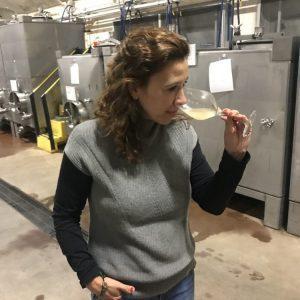 Ana Diago Draper, winemaker for Artesa Winery in Napa, CA. makes sparkling wine using the traditional méthode champenoise.