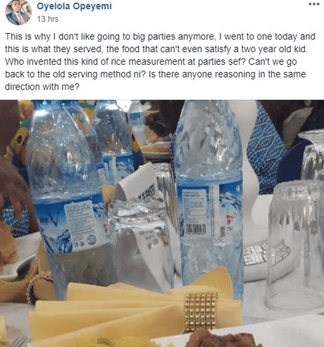 Disappointed Man Vows Never to Attend Birthday Party After Seeing the Jollof Rice Served to him (Photo)