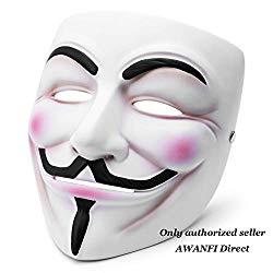 Image: AWANFI Anonymous Mask Masquerade Vendetta Guy Fawkes Mask Halloween Costume Deluxe Adult Cosplay for Men or Women