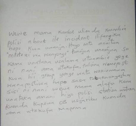 Rapist gang writes letter threatening pregnant Nairobi woman they raped while she was on her way to hospital to deliver