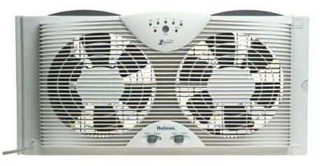  Holmes Dual Blade Twin Window fan with One Touch Thermostat 