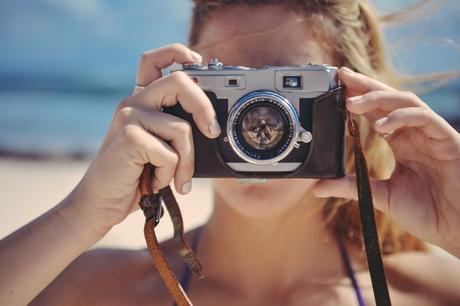 Blonde, Girl, Taking, Photo, Photography, Vintage