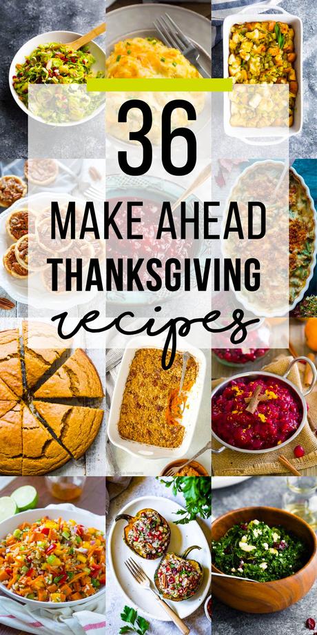 collage image of 35 make ahead thanksgiving recipes