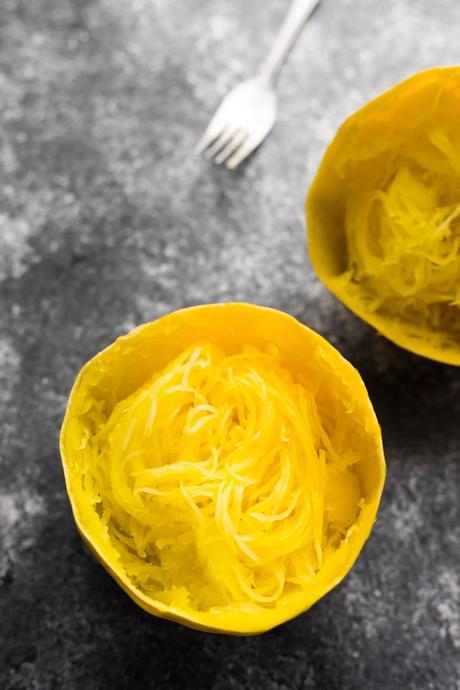 instant pot spaghetti squash cooked and torn into noodles