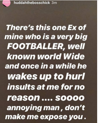 Is this the famous footballer calling Huddah names for allegedly sleeping with other players?