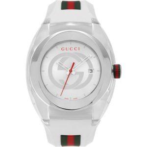 Black Swiss Unisex  Gucci Striped Rubber Strap Watch $284.00