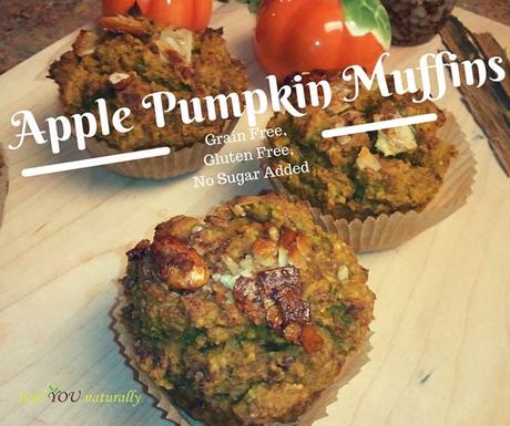 Pumpkin Apple Muffins- Grain, Gluten Free, No Sugar Added