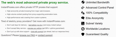 Features of instant proxies