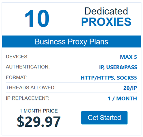 10 dedicated proxies cost $29.97