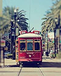 Image: Briole Photography | Red New Orleans Streetcar Photograph Canal 2002