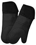 Silicone Oven Mitts with Quilted Cotton Lining -...