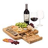 Bamboo Cheese Board Set With Cutlery In Slide-Out...
