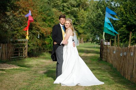 bride and groom portraits at an autumn wedding