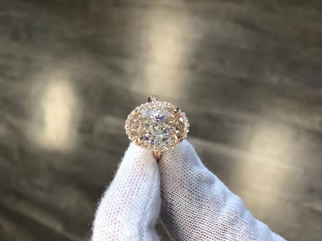 Beautiful 7-Carat Oval Rose Gold Engagement Ring
