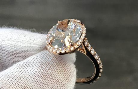 Beautiful 7-Carat Oval Rose Gold Engagement Ring