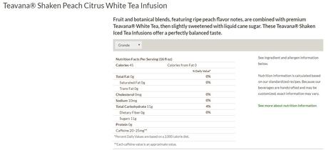 Teavana shaken peach citrus white tea infusion
