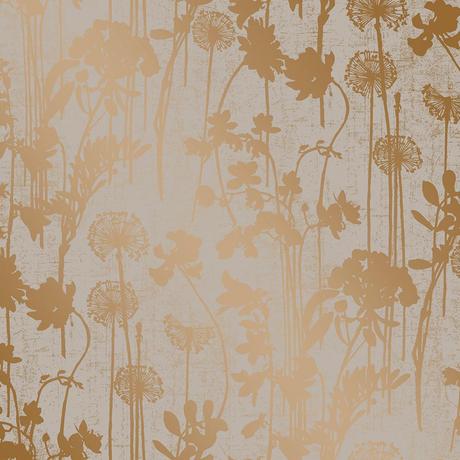 Distressed Floral Wallpaper in Grey and Metallic Copper design by Tempaper