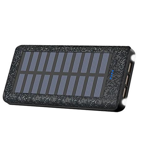 Portable Charger Solar Charger Power Bank 24000mah High Capacity 3 USB Output Ports Backup Battery Compatible iPhone iPad Tablet Samsung HTC Android Phone More