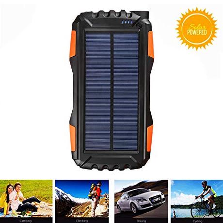 Solar Phone Charger Kiizon 25000mAh Outdoor Portable Chargers with Dual 2.1A USB Outport,Solar Power Bank External Battery Powerd Pack with Flashlight for iPhone,Samsung,Camping-Shock,Dust&Waterproof