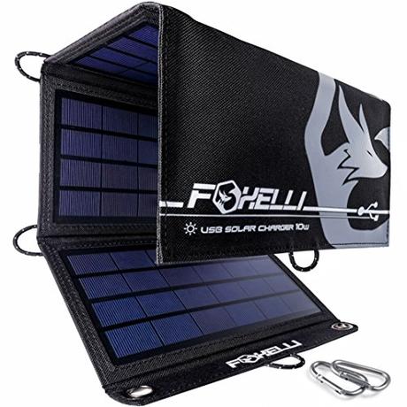 Foxelli Dual USB Solar Charger 10W - Foldable Solar Panel Phone Charger for iPhone X, 8, 7, 6s, iPad & Android, Galaxy S8, S7, S6, S5, Edge & More, Portable Solar Power Charger for Camping & Outdoors