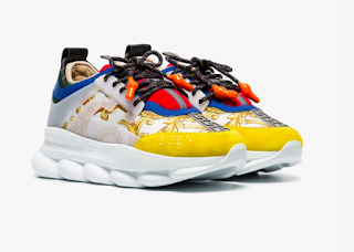 In The Middle Of A Chain Reaction:  Versace Multicolored Chain-Reaction Printed Sneakers