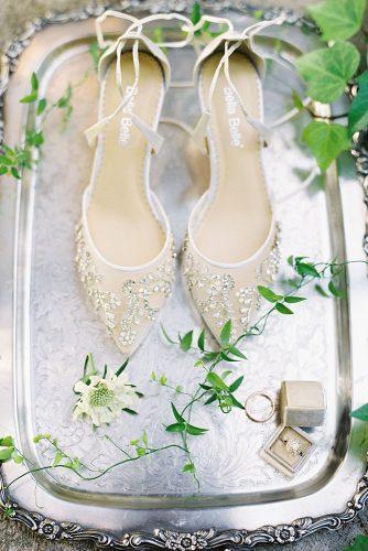 besame wedding styled shoot wedding shoes with crystal rings in a beige box carrie king photographer