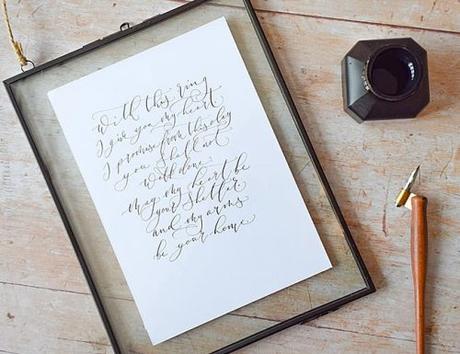 wedding vows for her calligraphy