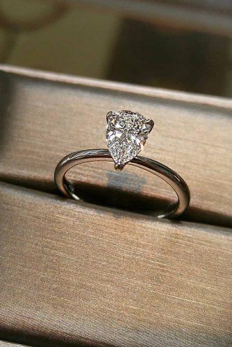 engagement ring trends 2018 pear cut diamond solitaire simple ring