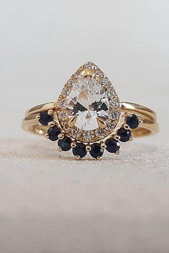 engagement ring trends 2018 wedding set pear halo gold