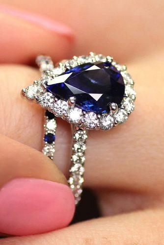engagement ring trends 2018 sapphire pear cut halo