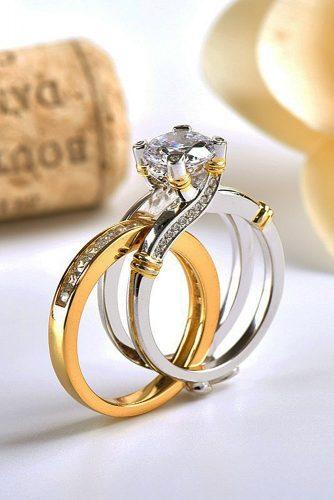 engagement ring trends 2018 modern wedding set yellow white gold