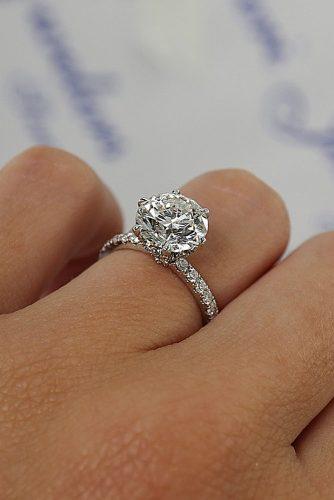 engagement ring trends 2018 round cut solitaire diamond pave band