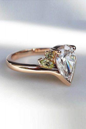 engagement ring trends 2018 pear cut three stones modern unique gold