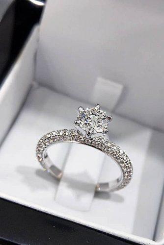engagement-ring trends 2018 pave band solitaire simple diamond