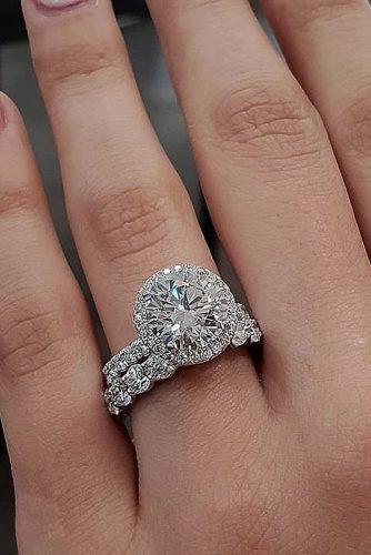 engagement ring trends 2018 halo wedding set diamond pave band