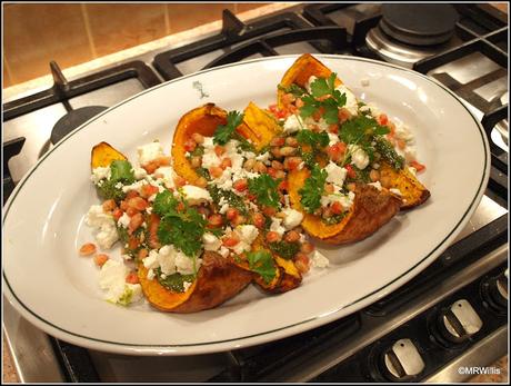 Butternut Squash with Feta and Pomegranate